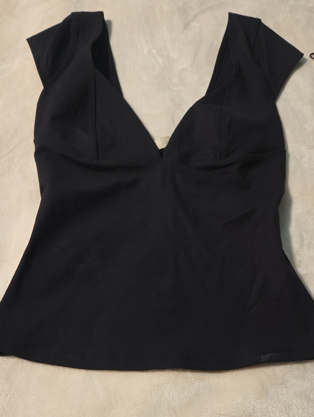 Free People Black V-Neck Sculpted Tank Top